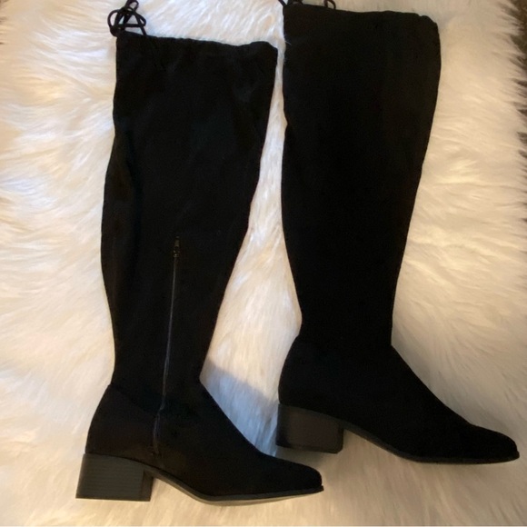 Hannah Shoe Dazzle Over The Knee Boots Women’s Size 10 Black Bottom Side Zip - Picture 12 of 13